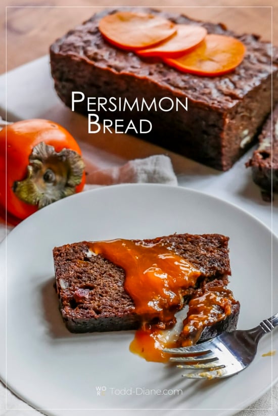 persimmon bread recipe with slice on plate