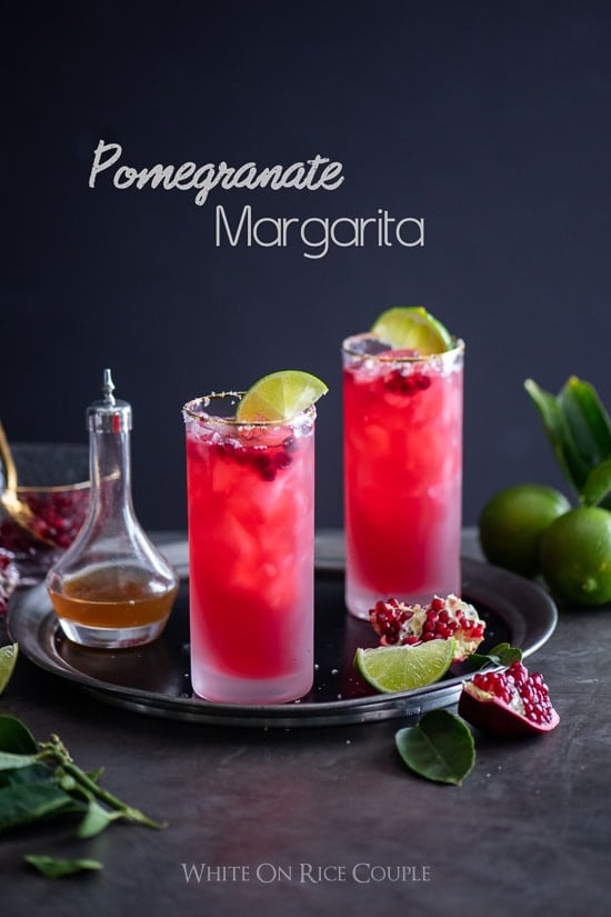 Pomegrante Margarita Recipe for Best Holiday Cocktail Recipes @whiteonrice