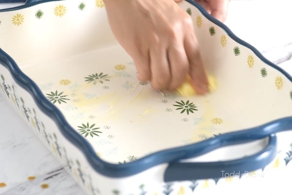 Buttering baking dish