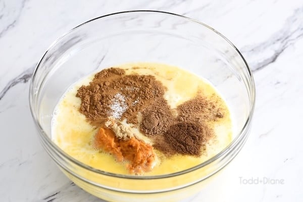 Pumpkin-egg mixture in bowl