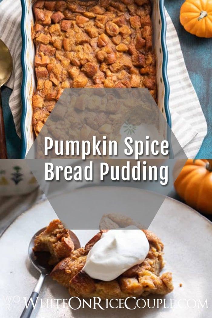 Pumpkin Bread Pudding Recipe collage