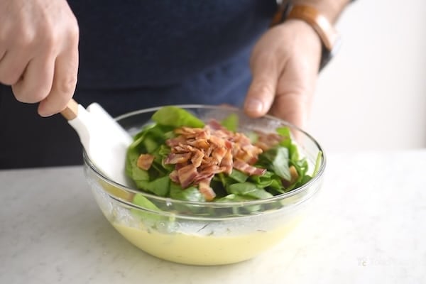 Add spinach and bacon