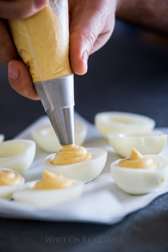 Deviled Eggs Recipe for Deviled Egg Bar Party! | @whiteonrice