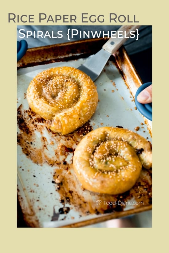 spatula hold rice paper egg roll spiral baked in oven