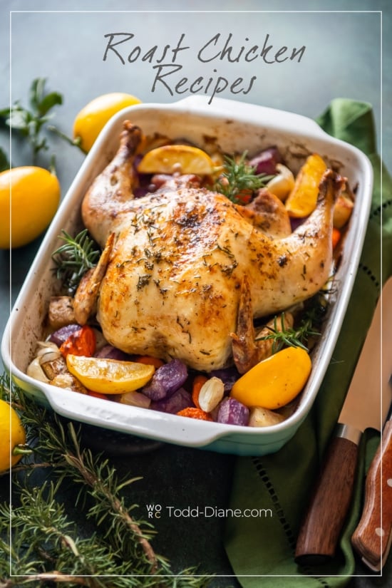 Roast chicken in a baking dish