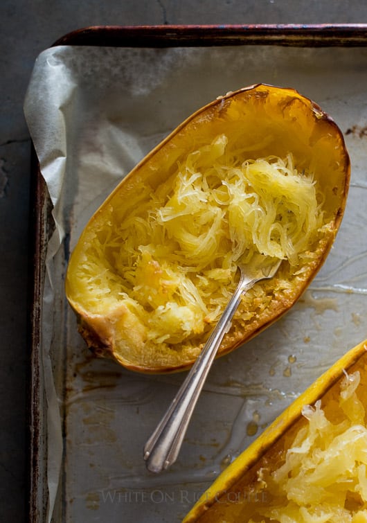 Spaghetti Squash Recipe with Meat Tomato Sauce | White On Rice Couple