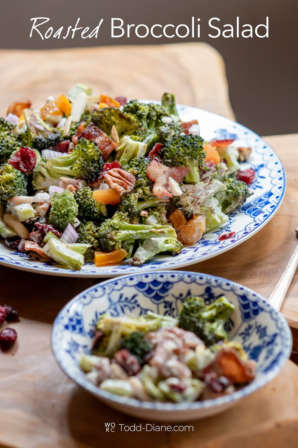 Roasted Broccoli Salad Recipe With Bacon, Nuts | White On Rice Couple