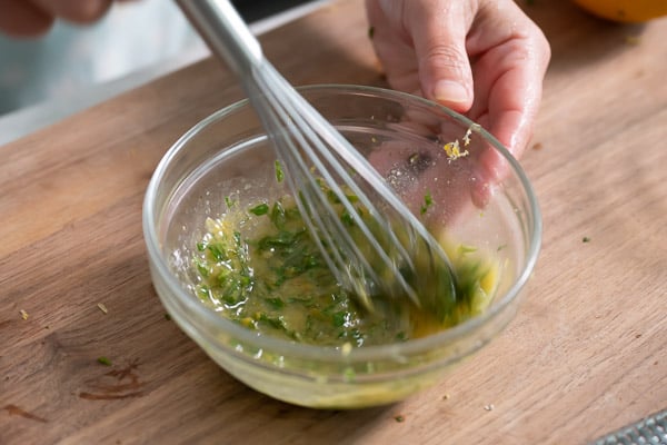 Whisking dressing together