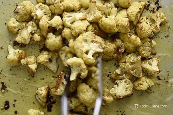 Roasted cauliflower on sheet pan