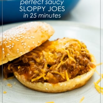saucy sloppy joes recipe on a bun and plated