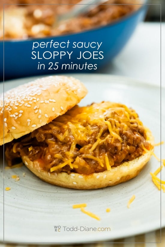 saucy sloppy joes recipe on a bun and plated 