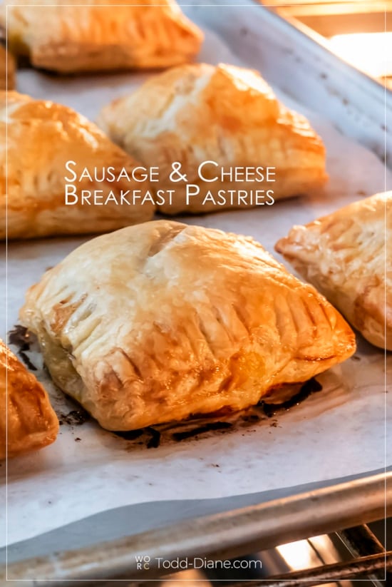cooked sausage puff pastries on pan
