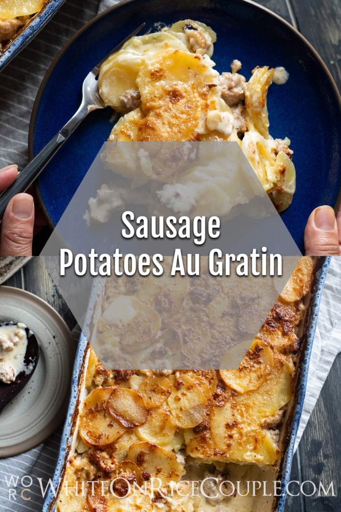 Sausage potatoes au gratin recipe or sausage scalloped potatoes collage