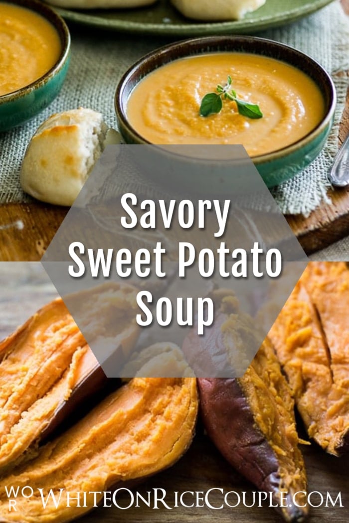 Savory sweet potato soup recipe collage