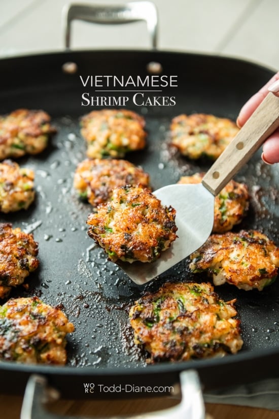pan with vietnamese shrimp cakes