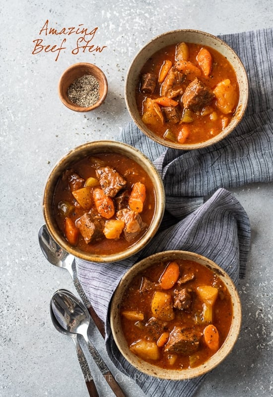 Slow Cooker Beef Stew Recipe in Instant Pot Pressure Cooker in bowls