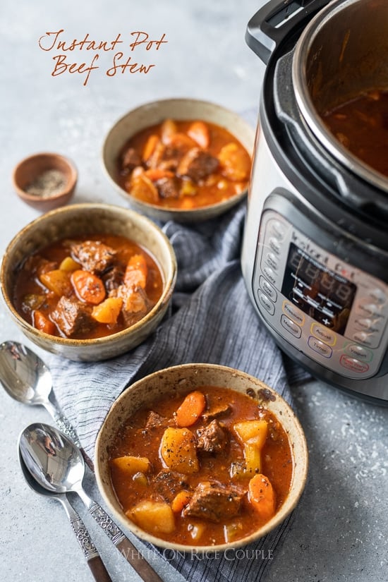Slow Cooker Beef Stew Recipe in Instant Pot Pressure Cooker in a bowl