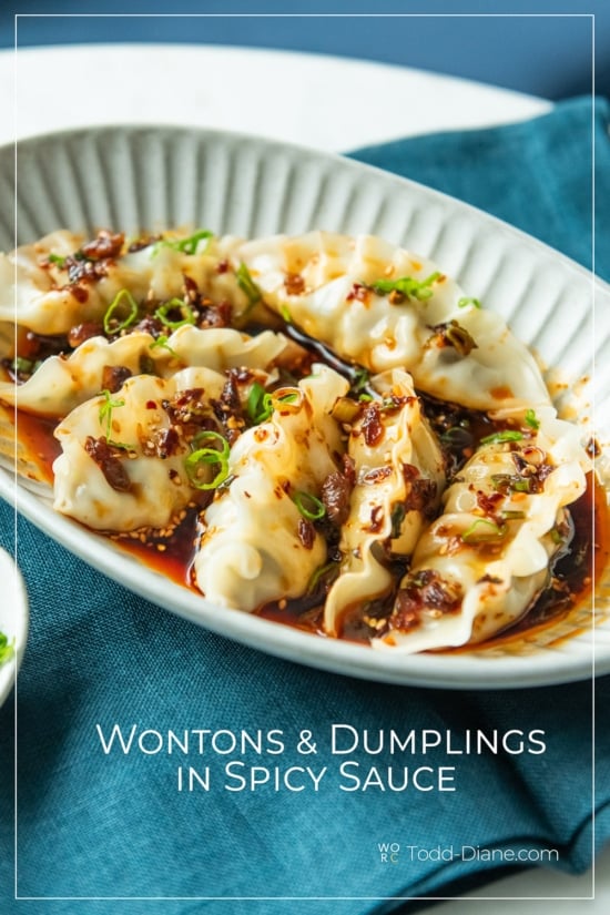 bowl of spicy wontons