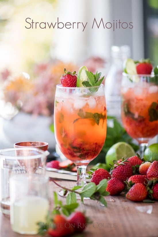 Strawberry Mojito Recipe is the perfect Mojitos Recipe or Strawberry Cocktail Recipe | @whiteonrice