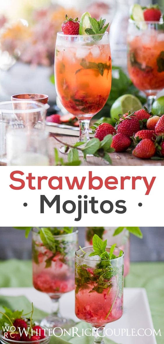 Strawberry Mojito Recipe is the perfect Mojitos Recipe or Strawberry Cocktail Recipe | @whiteonrice