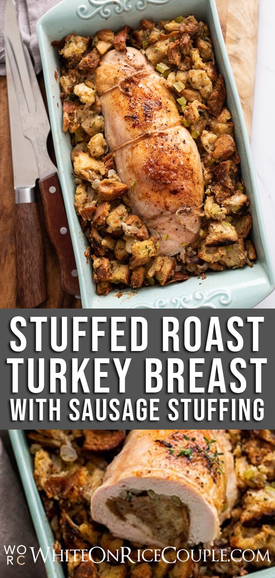 Stuffed Roast Turkey Breast with Thanksgiving Stuffing | @whiteonrice