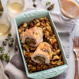 Stuffing Roast Turkey Breast Recipe with Thanksgiving Stuffing | @whiteonrice