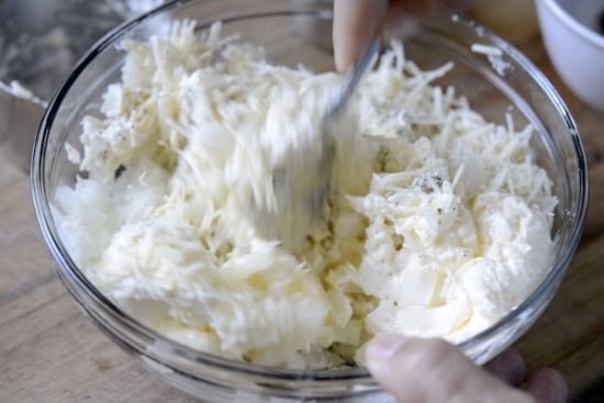 Mixing together sweet onion dip
