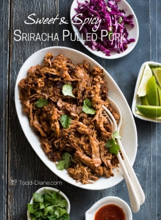 Bowl of asian pulled pork with sriracha hoisin