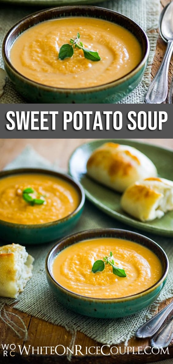 Savory sweet potato soup recipe @whiteonrice