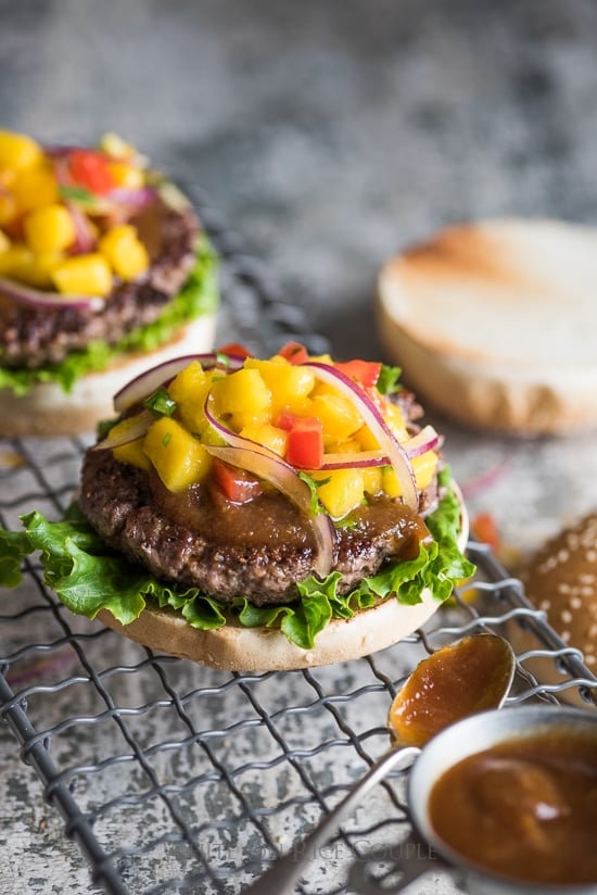 Teriyaki Burgers with Pineapple Teriyaki Sauce and Mango Salsa – Think ...