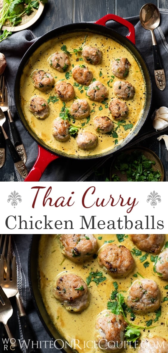 Thai Curry Chicken Meatballs Recipe @whiteonrice