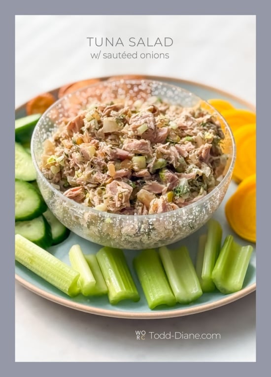 bowl of tuna salad and vegetable appetizer 