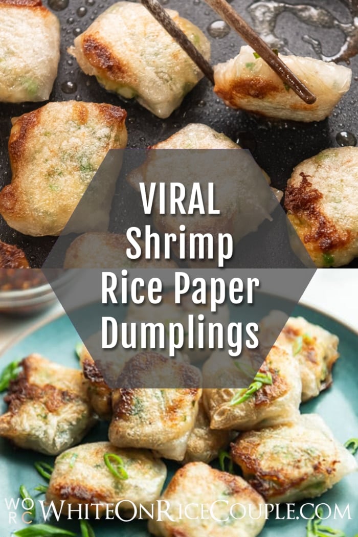 crispy rice paper shrimp dumpling collage