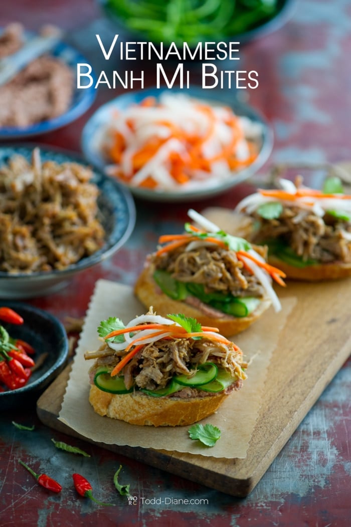 Vietnamese Banh Mi Bites Easy Appetizers with Pulled Pork
