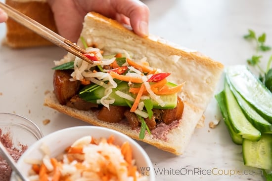 assembling the banh mi recipe 