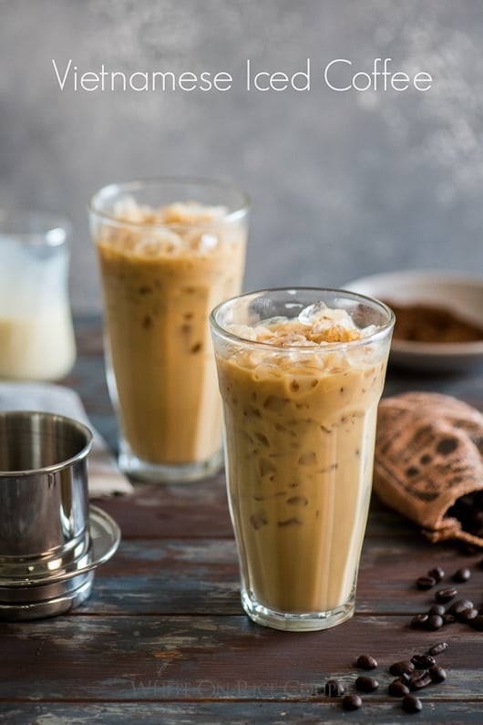 Vietnamese Iced Coffee Recipe or cafe sua da in glass cups