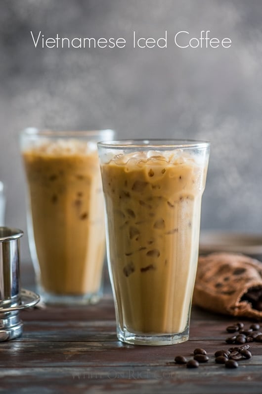 Vietnamese Iced Coffee Recipe or cafe sua da in glass cups