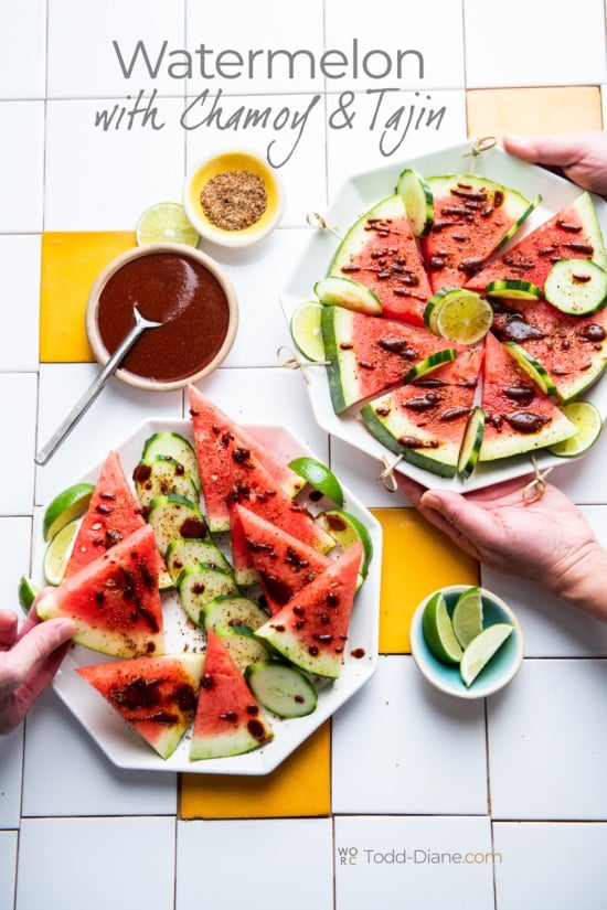 watermelon chamoy and tajin on plate