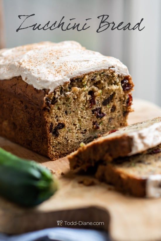 Moist Zucchini Bread with Cream Cheese-Sour Cream Frosting