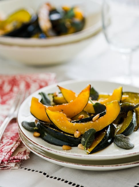 Roasted Acorn Squash Recipe with Sage on plate 