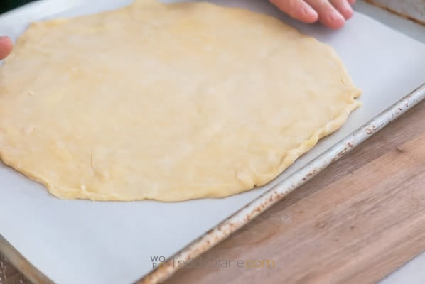 pie dough on prepared sheet pan