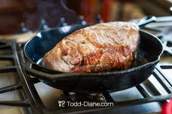 pork seared on skillet