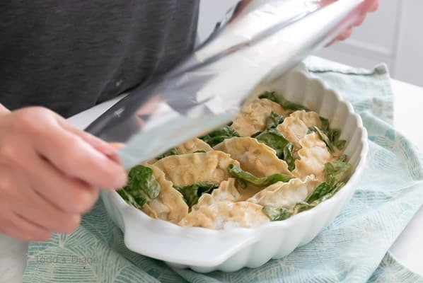 covering dumpling dish