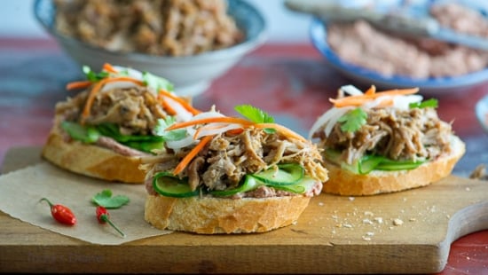 finished platter of banh mi bites