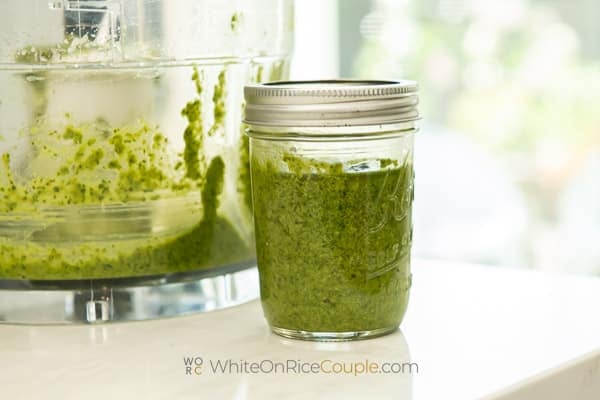 storing pesto jar