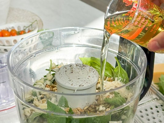 adding oil to mixture