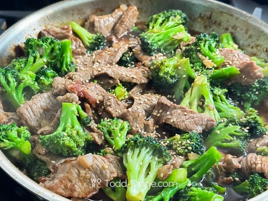 adding sesame seeds to beef and broccoli