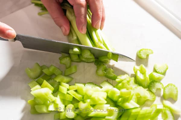 chopping celery