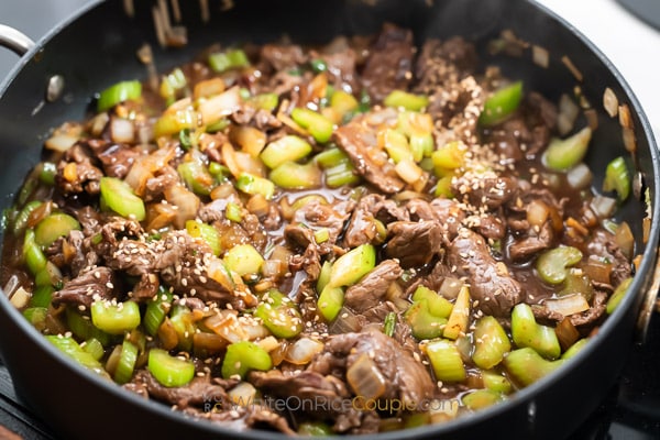 topped with sesame seeds