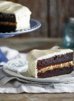 Black Magic Cake with Cream Cheese Frosting and Butterscotch filling from White On Rice Couple